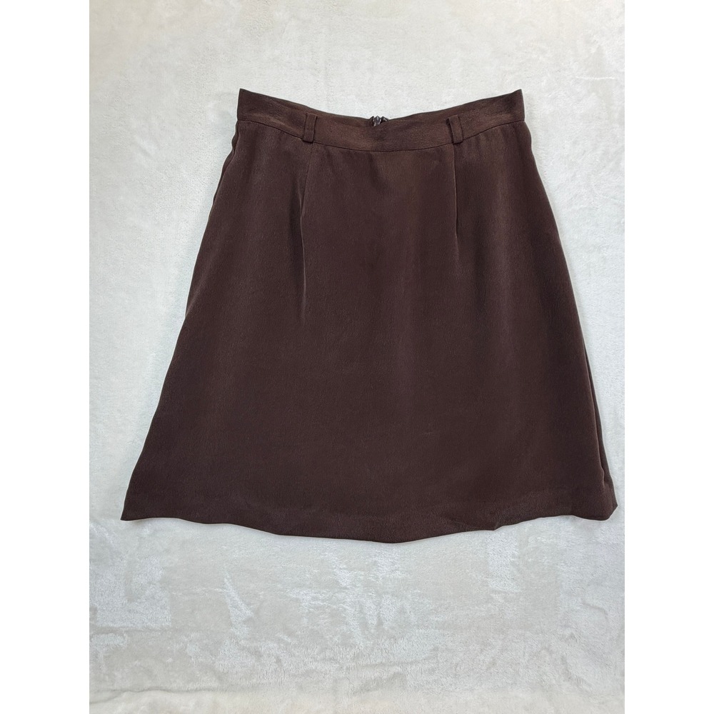 Due Per Due Brown Silk A-Line Lined Mini Skirt Women 6 Good